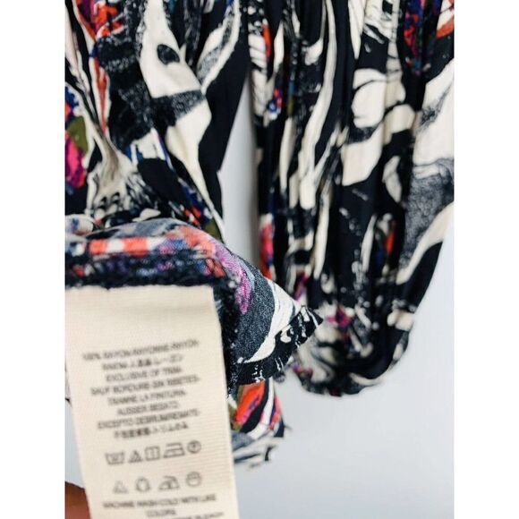 Free People Drift Away Tunic Dress Women's Small Black Floral Cold Shoulder - Picture 4 of 6